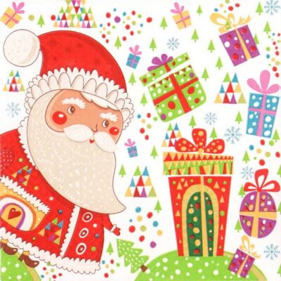 Paper Napkin - Santa with Gifts