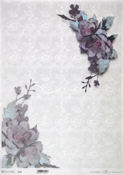 Rice Paper - Grey Flowers