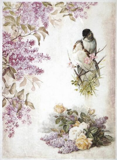 Rice Paper - Lilac flower and two birds