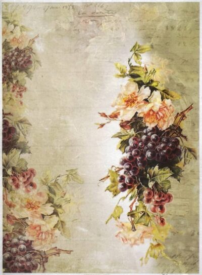 Rice Paper - Grapes & Flower Wallpaper