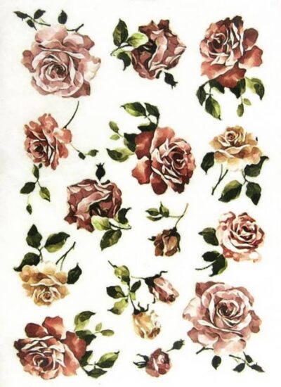 Rice Paper - Burgundy Roses