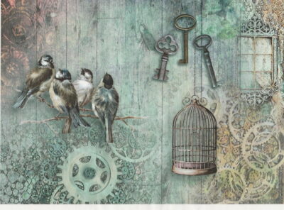 Rice Paper A/3 - Birds and Keys