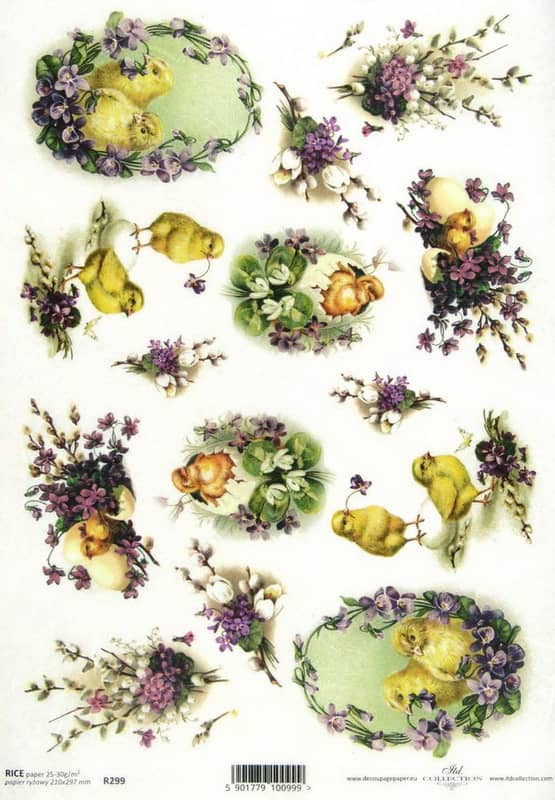 Rice Paper – Easter chicks in garden