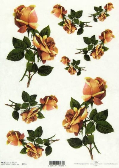Rice Paper - Two Orange Roses