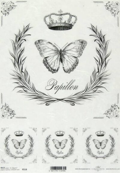Rice Paper - Vintage Labels Butterfly