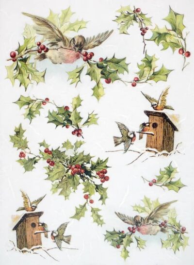 Rice Paper - Winter Birdhouses