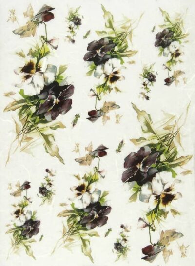 Rice Paper - Indigo and White Pansy