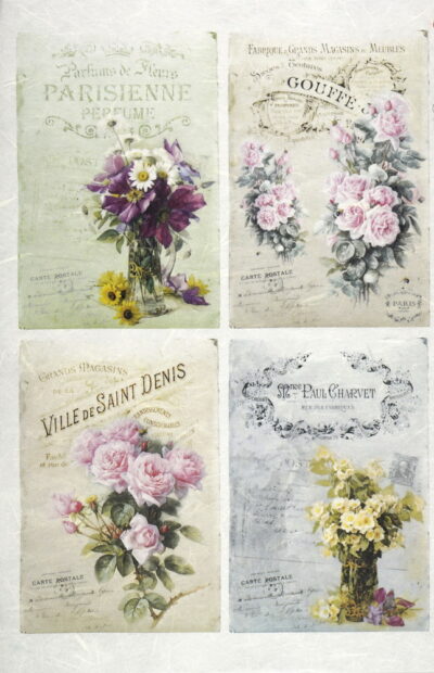 Rice Paper - Four Flower Cards (22 x 32cm)