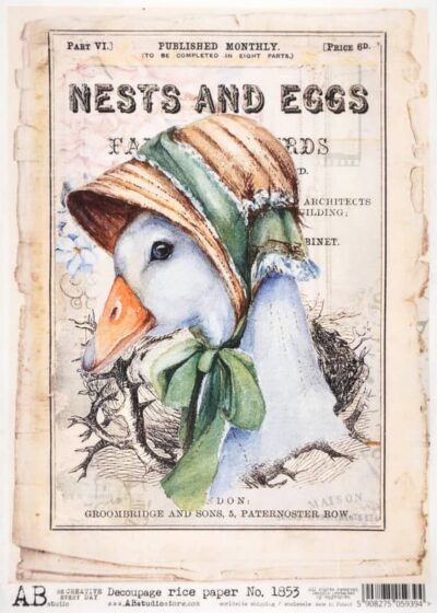 AB Studio Decoupage Rice Paper A/4 - Duck Hat Fashion - 1853