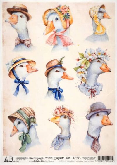 AB Studio Decoupage Rice Paper A/4 - Duck Hat Fashion - 1856