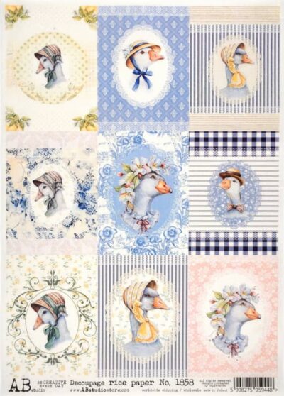 AB Studio Decoupage Rice Paper A/4 - Duck Hat Fashion - 1858