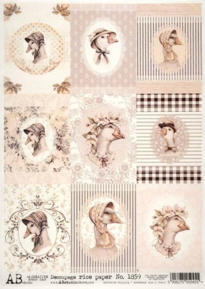 AB Studio Decoupage Rice Paper A/4 - Duck Hat Fashion - 1859