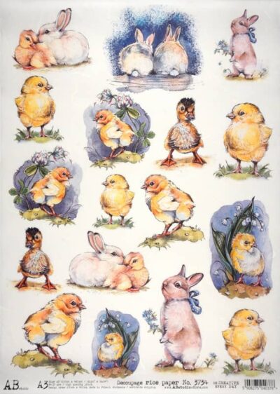 Decoupage Rice Paper  A/3  - Easter Animals - 3734