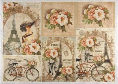 Rice Paper - Bike, Keys and Roses in Paris 32x45cm