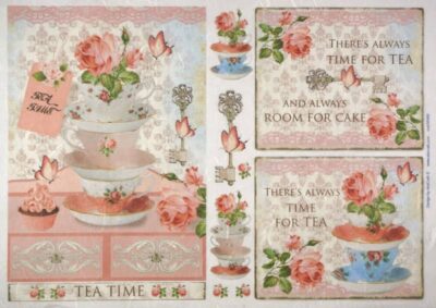 Rice Paper - Cups with Roses 32x45cm