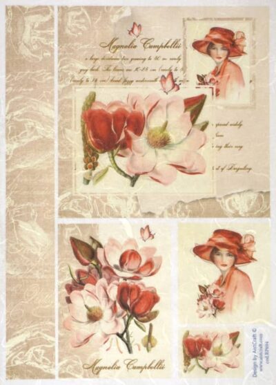 Rice Paper - Red Magnolia