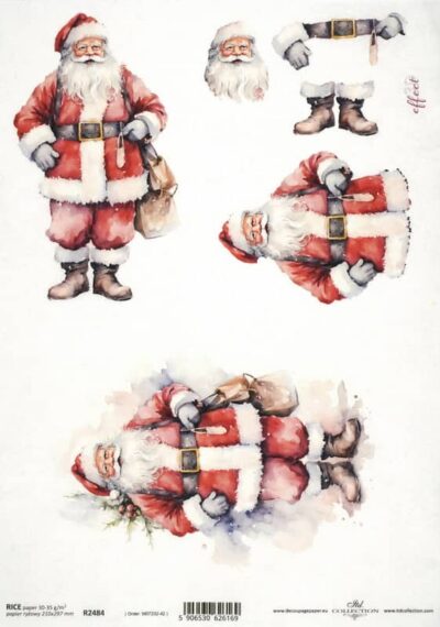 Rice Paper - Santa Clause watercolour design - R2484
