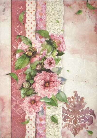 Stamperia Rice Paper A4 - Pink Flowers - DFSA4415