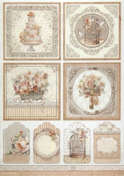 Stamperia A4 Rice Paper - You and Me Cards DFSA4694
