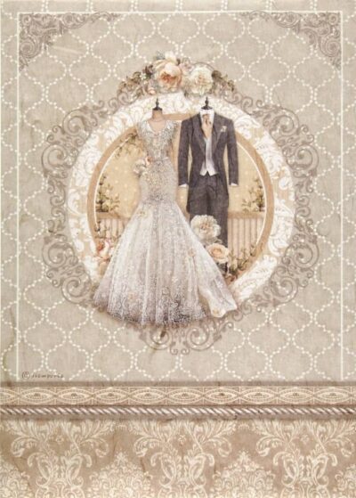 Stamperia A4 Rice Paper - You and Me Wedding Dress DFSA4695