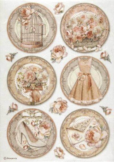 Stamperia A4 Rice Paper - You and Me Rounds DFSA4696