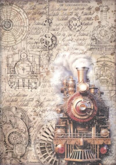 Stamperia Rice Paper A4 - Sir Vagabond in Fantasy World - Train - DFSA4845