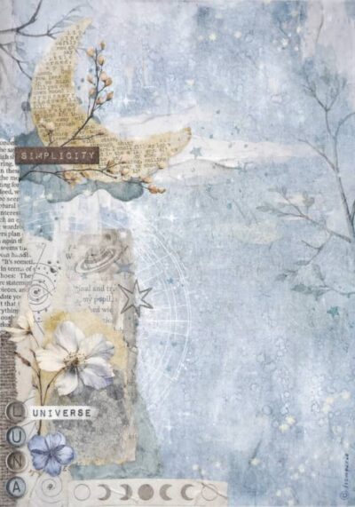 Stamperia Rice Paper A4 - Secret Diary - Moon - DFSA4863