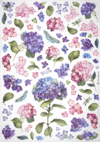 Stamperia Rice Paper A4 - Hydrangea - DFSA4895