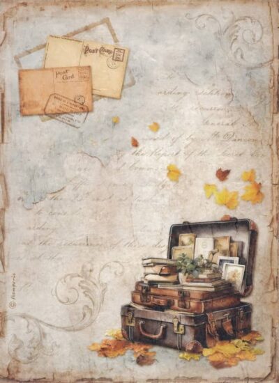 Stamperia A/4 Rice Paper - Golden Harmony Suitcase - DFSA4948