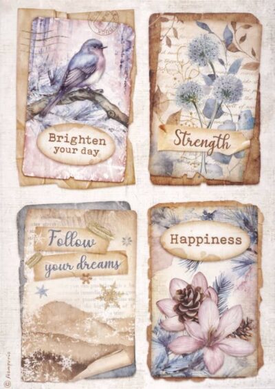 Stamperia Rice Paper A4 - Create Happiness Dewdrops 4 cards - DFSA4969