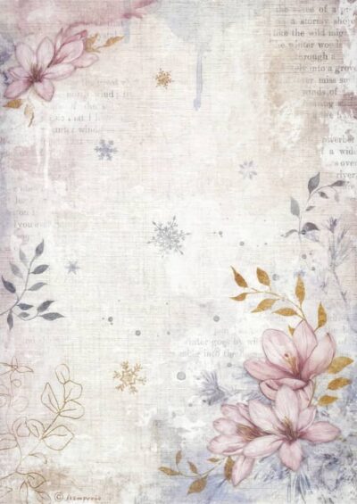 Stamperia Rice Paper A4 - Create Happiness Dewdrops flower corner - DFSA4970