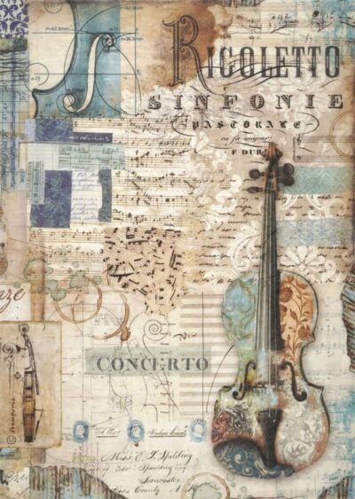 Stamperia Rice Paper A4 - Music violin - DFSA4965