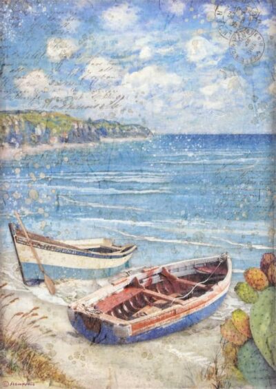 Stamperia Rice Paper A4 - Blue Dream Boats DFSA4738
