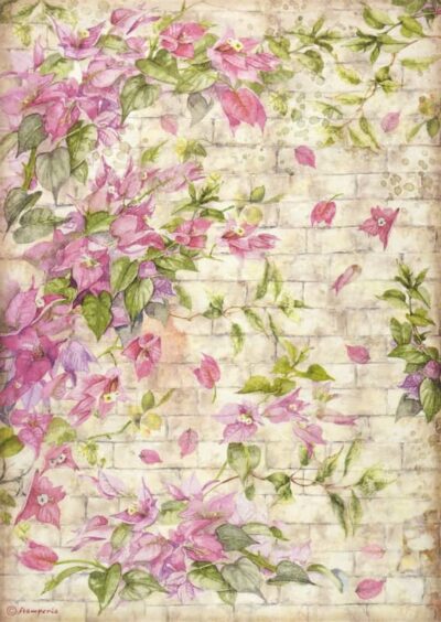 Stamperia Rice Paper A4 - Blue Dream Bougainvillea DFSA4739