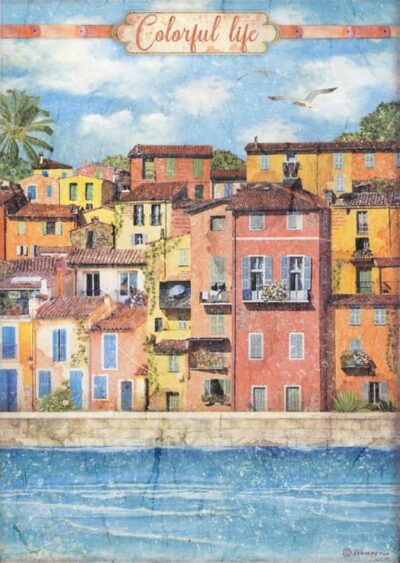 Stamperia Rice Paper A4 - Blue Dream Colourful Life DFSA4746