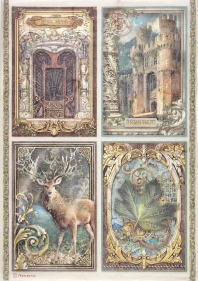Stamperia Rice Paper A4 - Magic Forest Cards DFSA4751