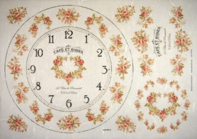 Rice Paper - Roses Clock 32x45cm