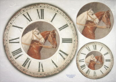 Rice Paper - Clock, Horses 32x45cm