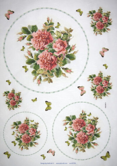 Rice Paper - Red roses in frames 32x45cm