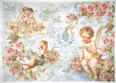 Rice Paper - Angels on Blue 32x45cm