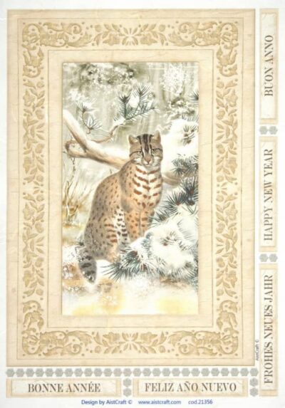 Rice Paper - Cat in forest brown