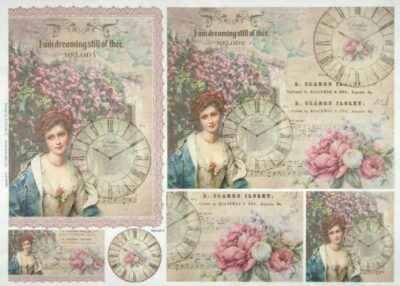 Rice Paper - Clocks, Roses, Ladies 32x45cm