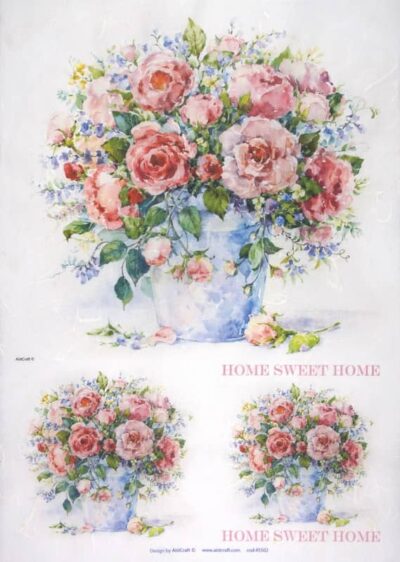 Rice Paper - Pink Flowers in Vase 32x45cm