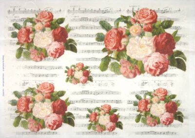 Rice Paper - Roses and Musical Notes 32x45cm