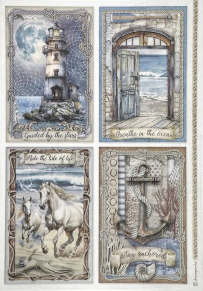 Stamperia Rice Paper A4 - Silent Sea - 4 Cards