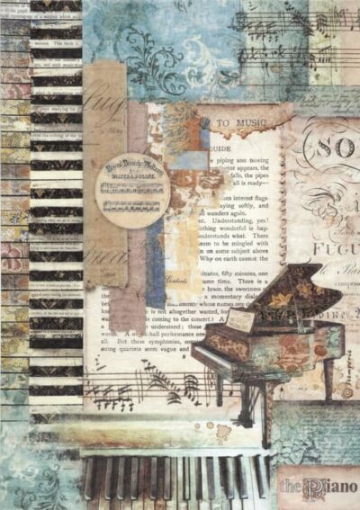 Stamperia Rice Paper A4 - Music piano - DFSA4966