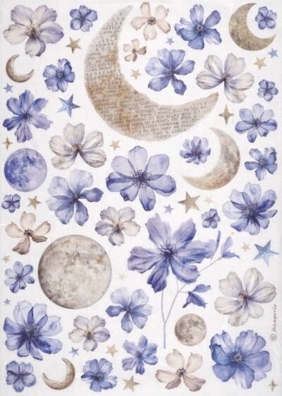 Stamperia Rice Paper A4 - Sun and Moon - DFSA4996