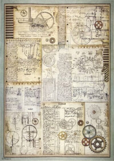 Stamperia A/3 Rice Paper - Voyages Grears