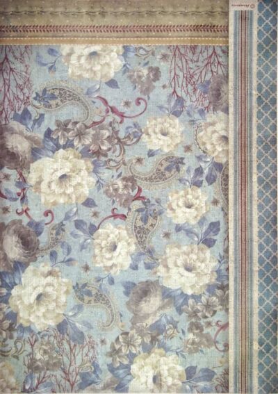 Stamperia A/3 Rice Paper - Dahlias on Light Blue Background