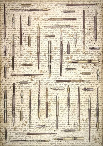 Stamperia A/3 Rice Paper - Vintage pens